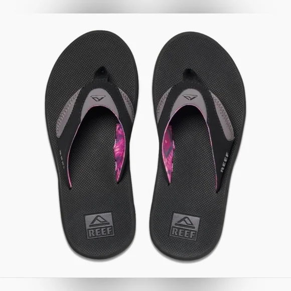 Reef Flip Flops Sandals Women's 8 Fanning Gray Purple Pink Comfy Summer Beach - Picture 4 of 13